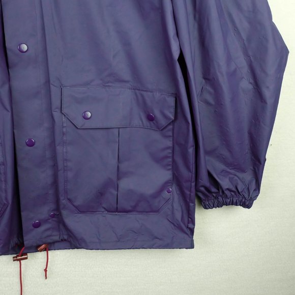 Vintage Mens Rain Coat Large Purple Nylon Waterproof Northern Reflections 80s - Picture 4 of 14